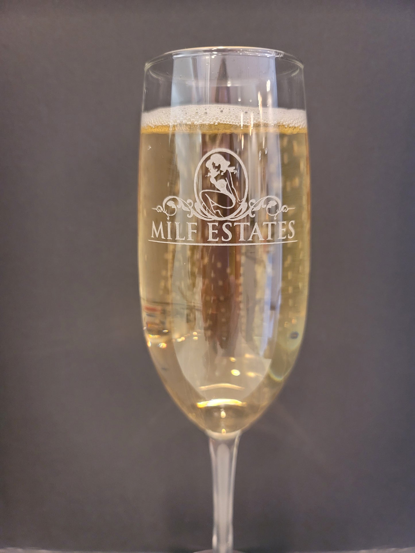MILF ESTATES - Champagne Glass "Limited Quantities- Special Order Now"