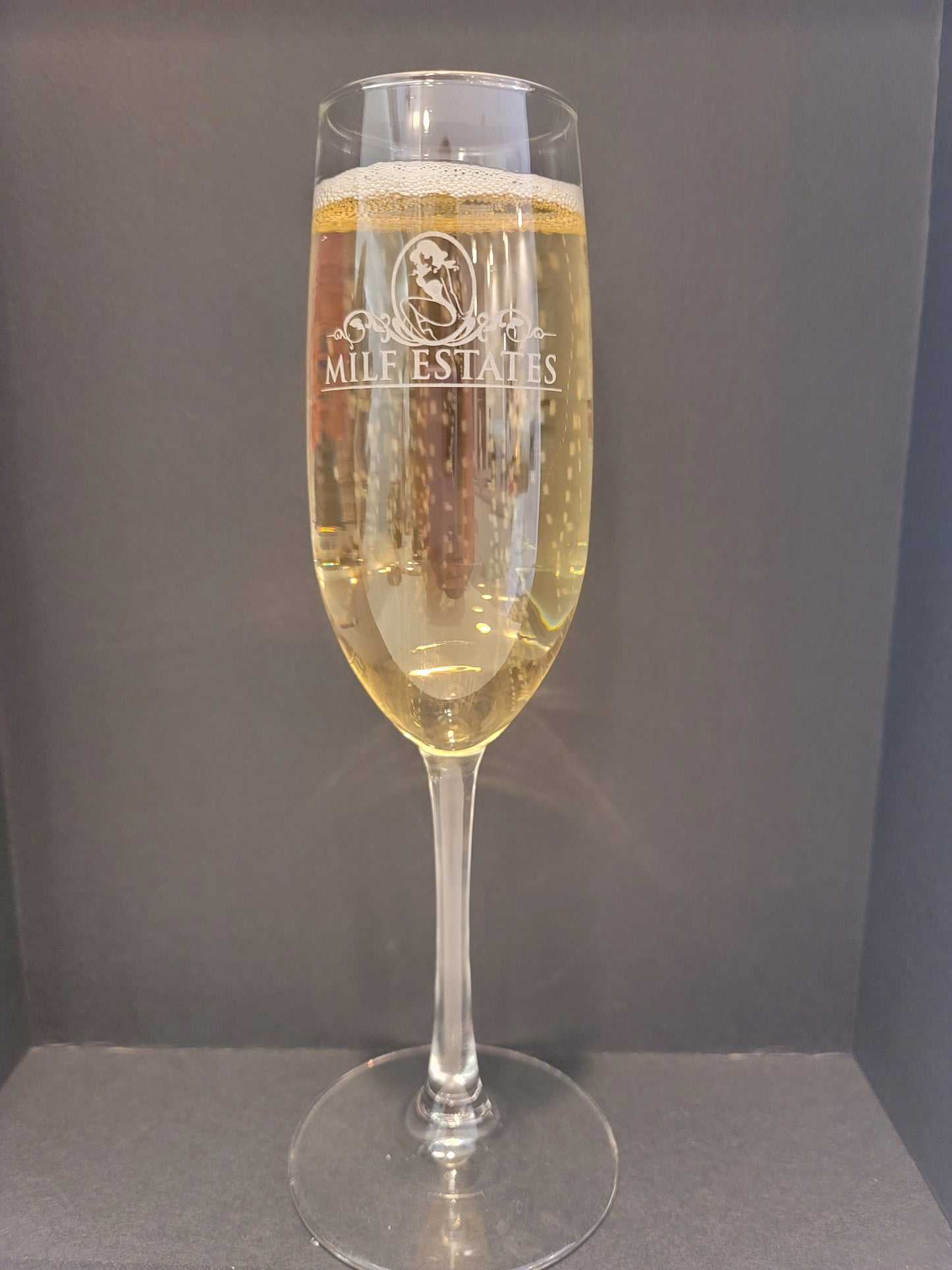 MILF ESTATES - Champagne Glass "Limited Quantities- Special Order Now"