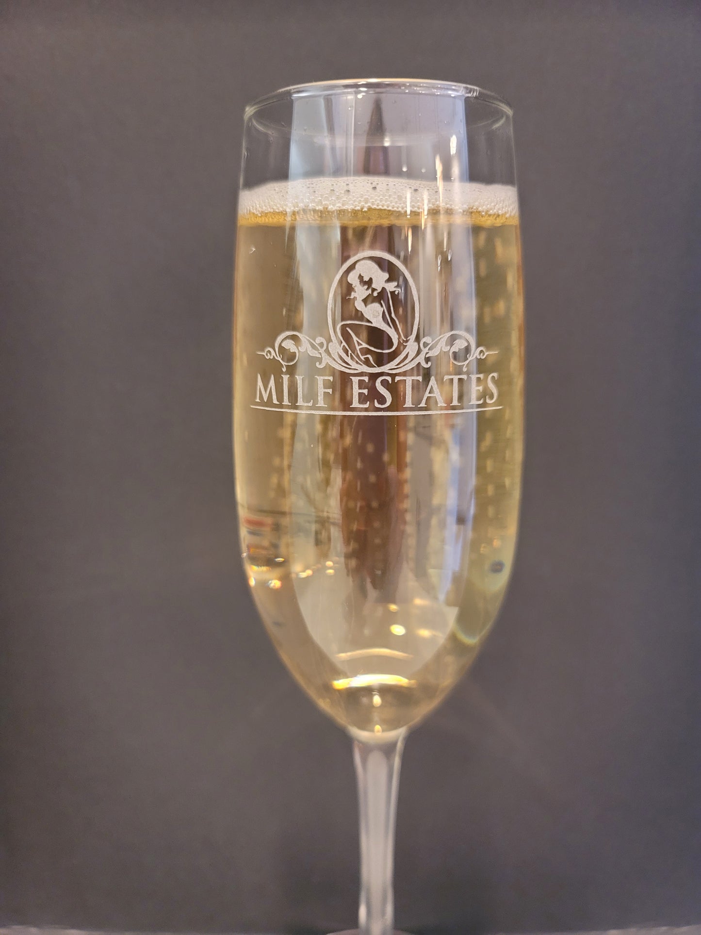 MILF ESTATES - Champagne Glass   "Limited Quantities- Special Order Now"